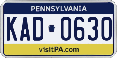PA license plate KAD0630