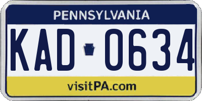 PA license plate KAD0634