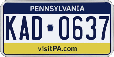 PA license plate KAD0637