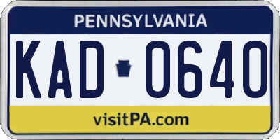 PA license plate KAD0640