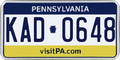PA license plate KAD0648