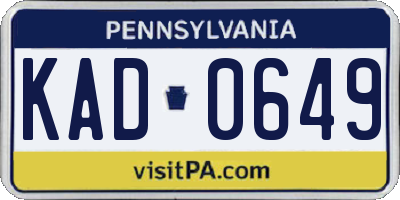 PA license plate KAD0649