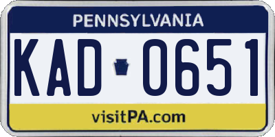 PA license plate KAD0651