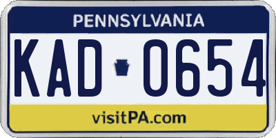 PA license plate KAD0654