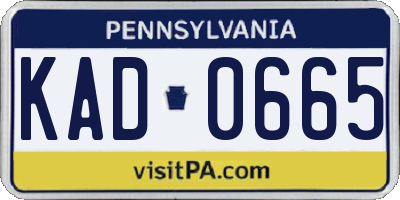 PA license plate KAD0665