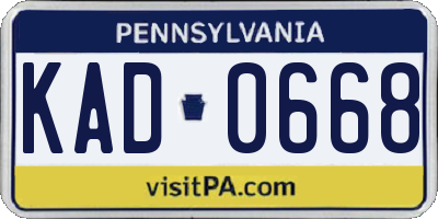 PA license plate KAD0668