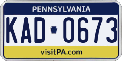 PA license plate KAD0673