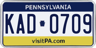 PA license plate KAD0709