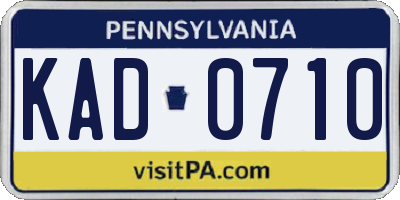 PA license plate KAD0710