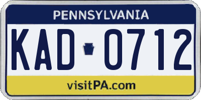 PA license plate KAD0712