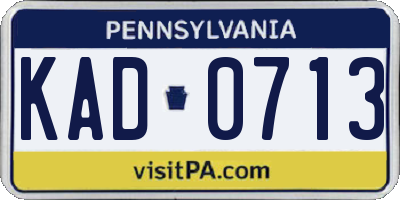 PA license plate KAD0713