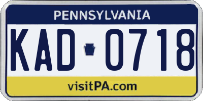 PA license plate KAD0718