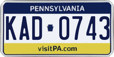 PA license plate KAD0743