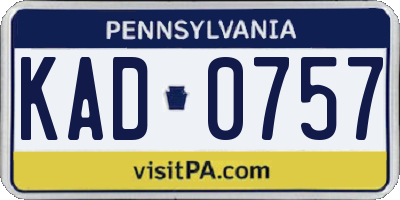 PA license plate KAD0757