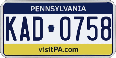 PA license plate KAD0758