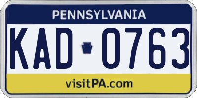 PA license plate KAD0763
