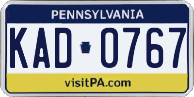 PA license plate KAD0767