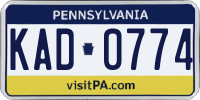 PA license plate KAD0774