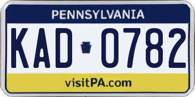 PA license plate KAD0782