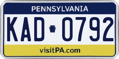 PA license plate KAD0792