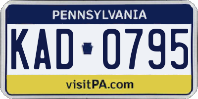 PA license plate KAD0795