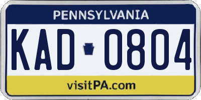 PA license plate KAD0804