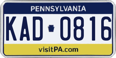 PA license plate KAD0816