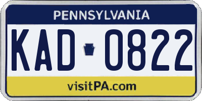 PA license plate KAD0822