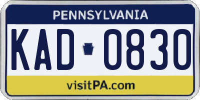 PA license plate KAD0830