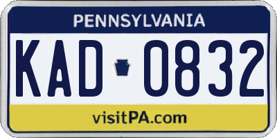 PA license plate KAD0832