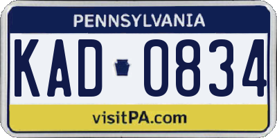 PA license plate KAD0834