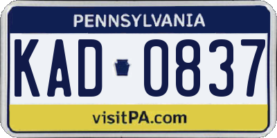 PA license plate KAD0837