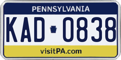 PA license plate KAD0838