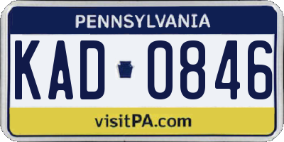 PA license plate KAD0846