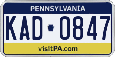 PA license plate KAD0847