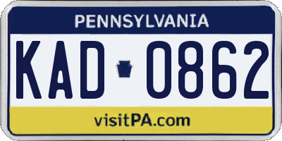 PA license plate KAD0862