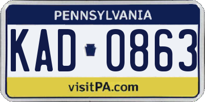 PA license plate KAD0863