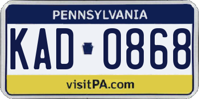 PA license plate KAD0868