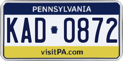 PA license plate KAD0872