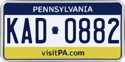 PA license plate KAD0882