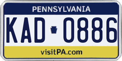 PA license plate KAD0886