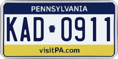 PA license plate KAD0911