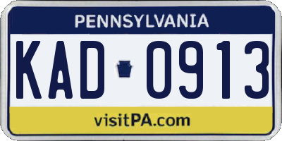 PA license plate KAD0913