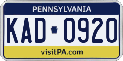 PA license plate KAD0920