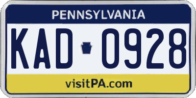 PA license plate KAD0928