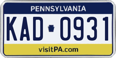 PA license plate KAD0931
