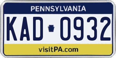 PA license plate KAD0932
