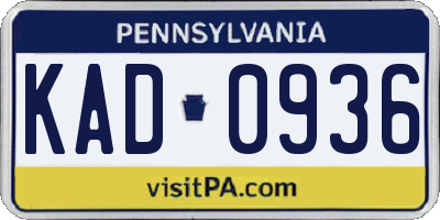 PA license plate KAD0936