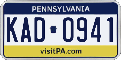 PA license plate KAD0941