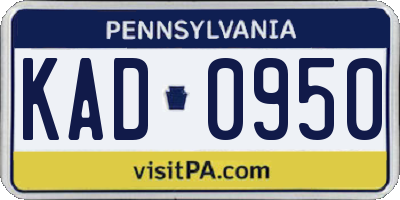 PA license plate KAD0950